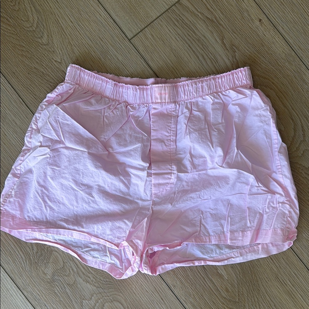 Light Pink Elastic Waist Shorts